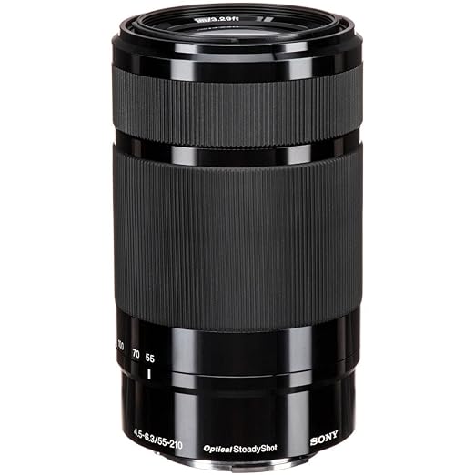Sony E Mount E 55 210mm F4.5 6.3 OSS APS-C Lens (SEL55210) | Telephoto Zoom | Nature & Sports Photography, Black